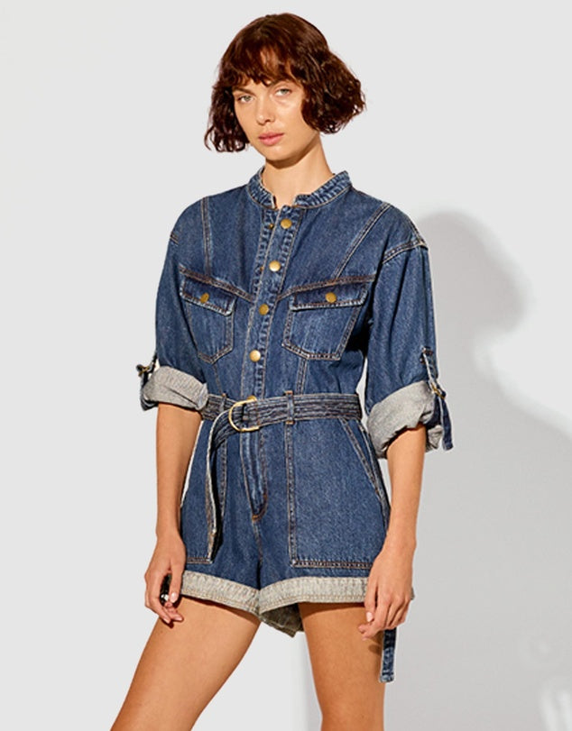 Kivari - Elena Denim Playsuit in Indigo
