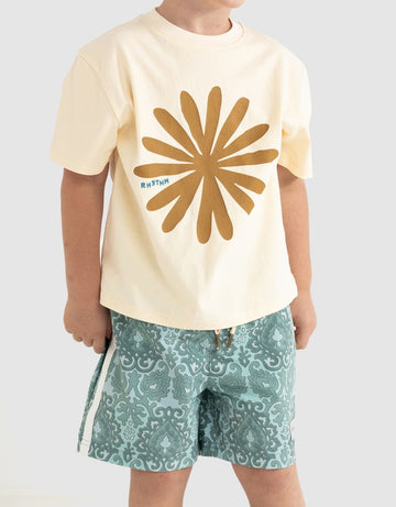 Rhythm - KIDS Sun Ra SS T-Shirt in Natural White