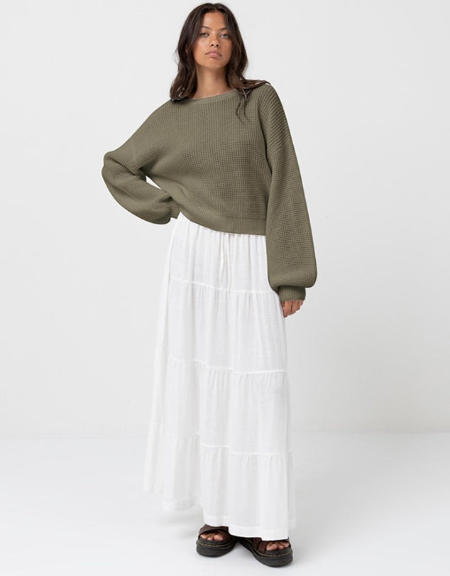 Rhythm - Classic Knit Jumper in Olive