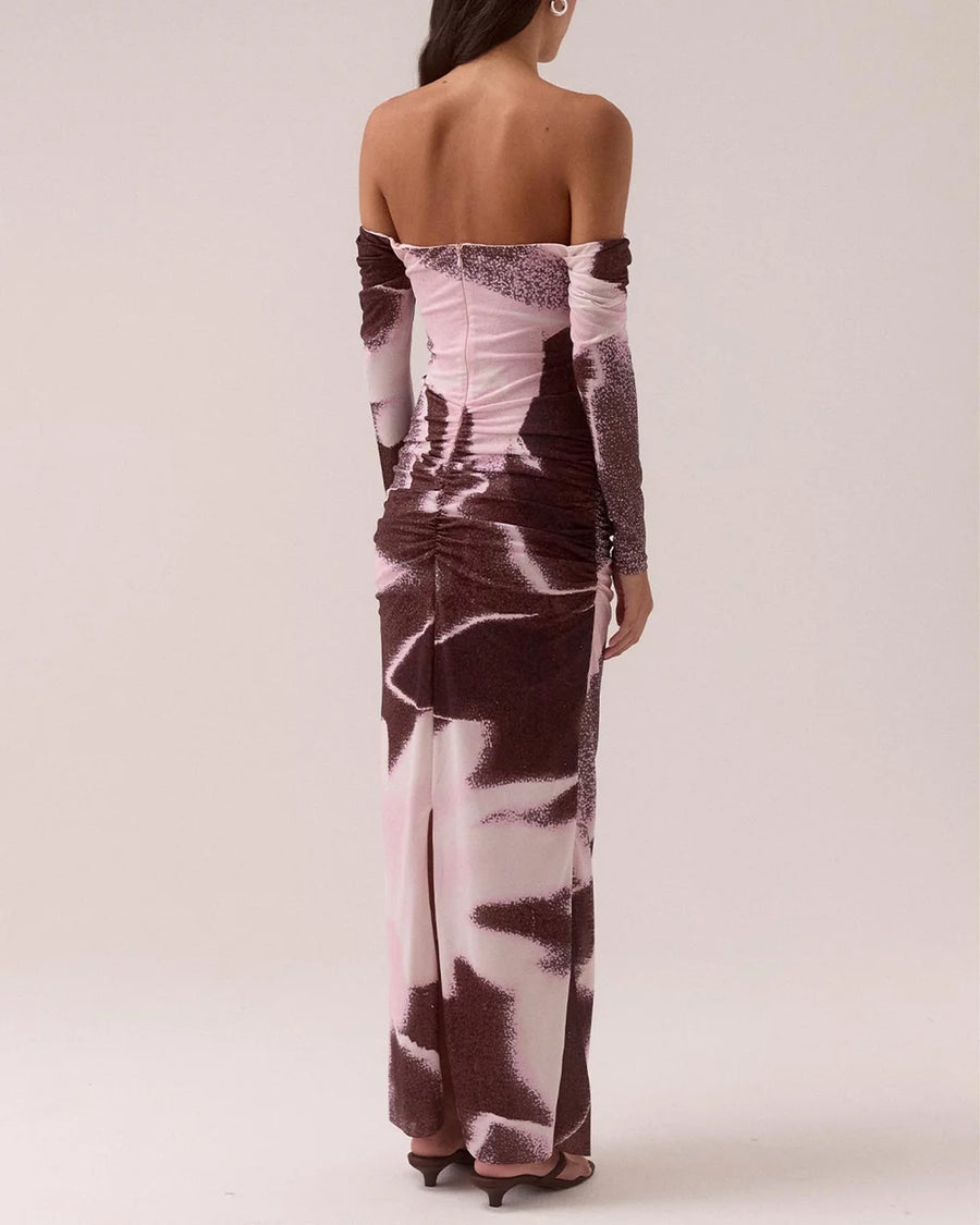 Sovere - Afterlight Off Shoulder Dress in Raisin