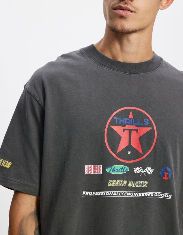 Thrills - Super Charged Box Fit Oversized Cropped Tee in Merch Black