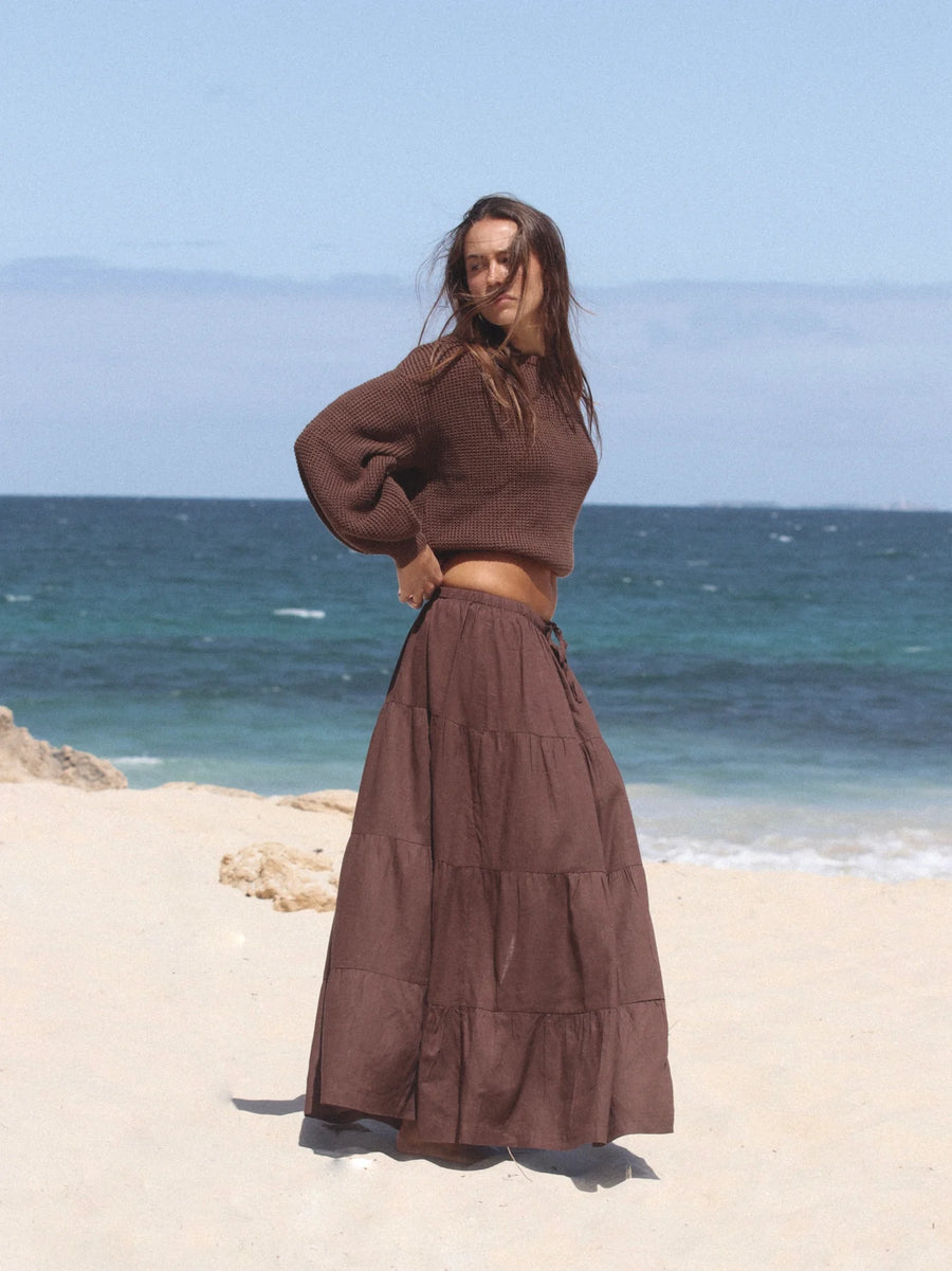 Rhythm - Classic Knit Jumper in Chocolate