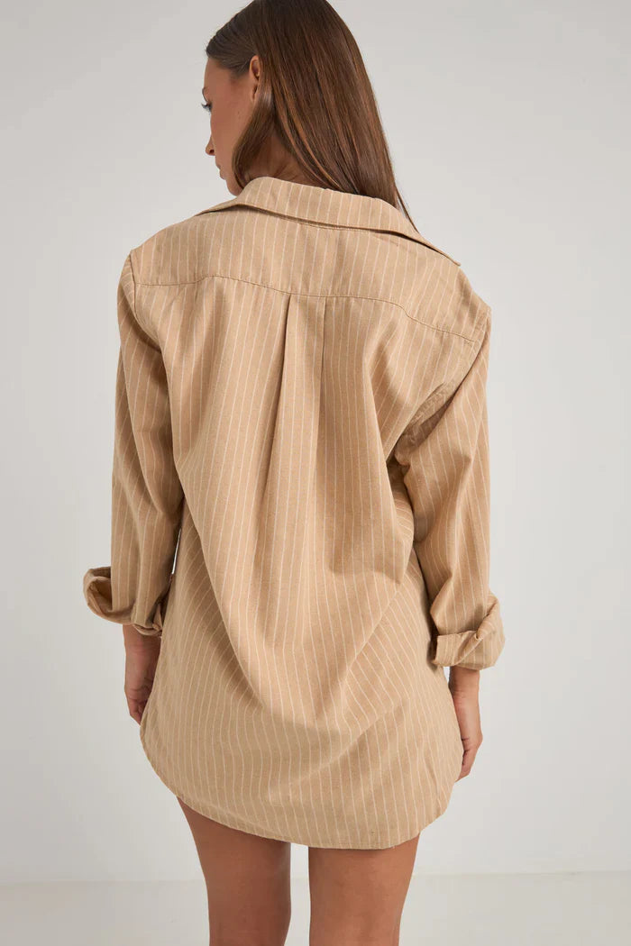 Rhythm - Byron Striped Shirt in Natural