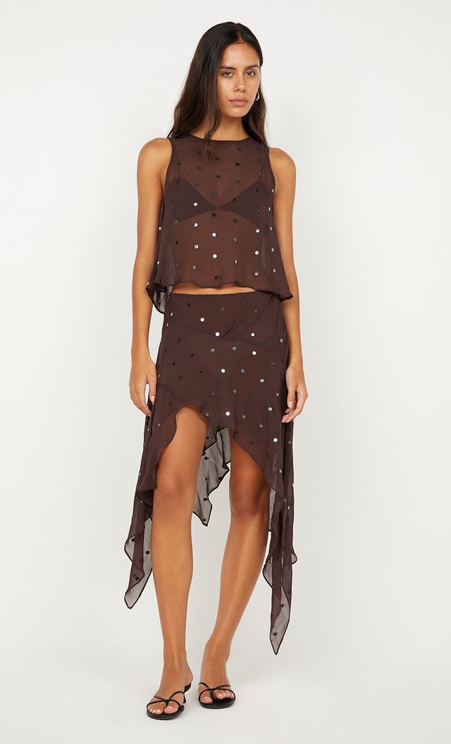 Bec + Bridge - Arielle Shell Top in Dark Chocolate