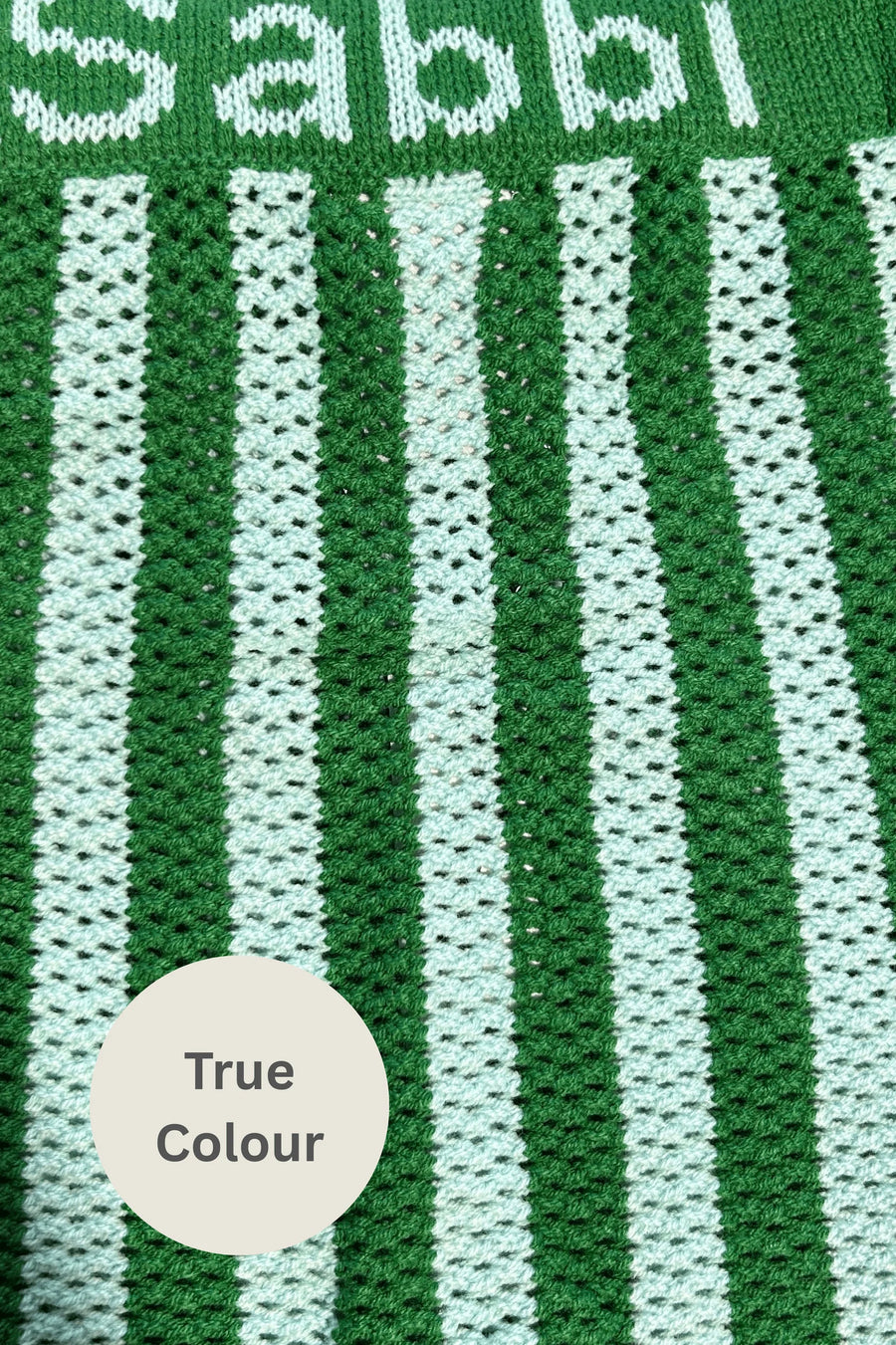 SABBI - The Knit Stripe Bike Short in Green & Blue Stripe