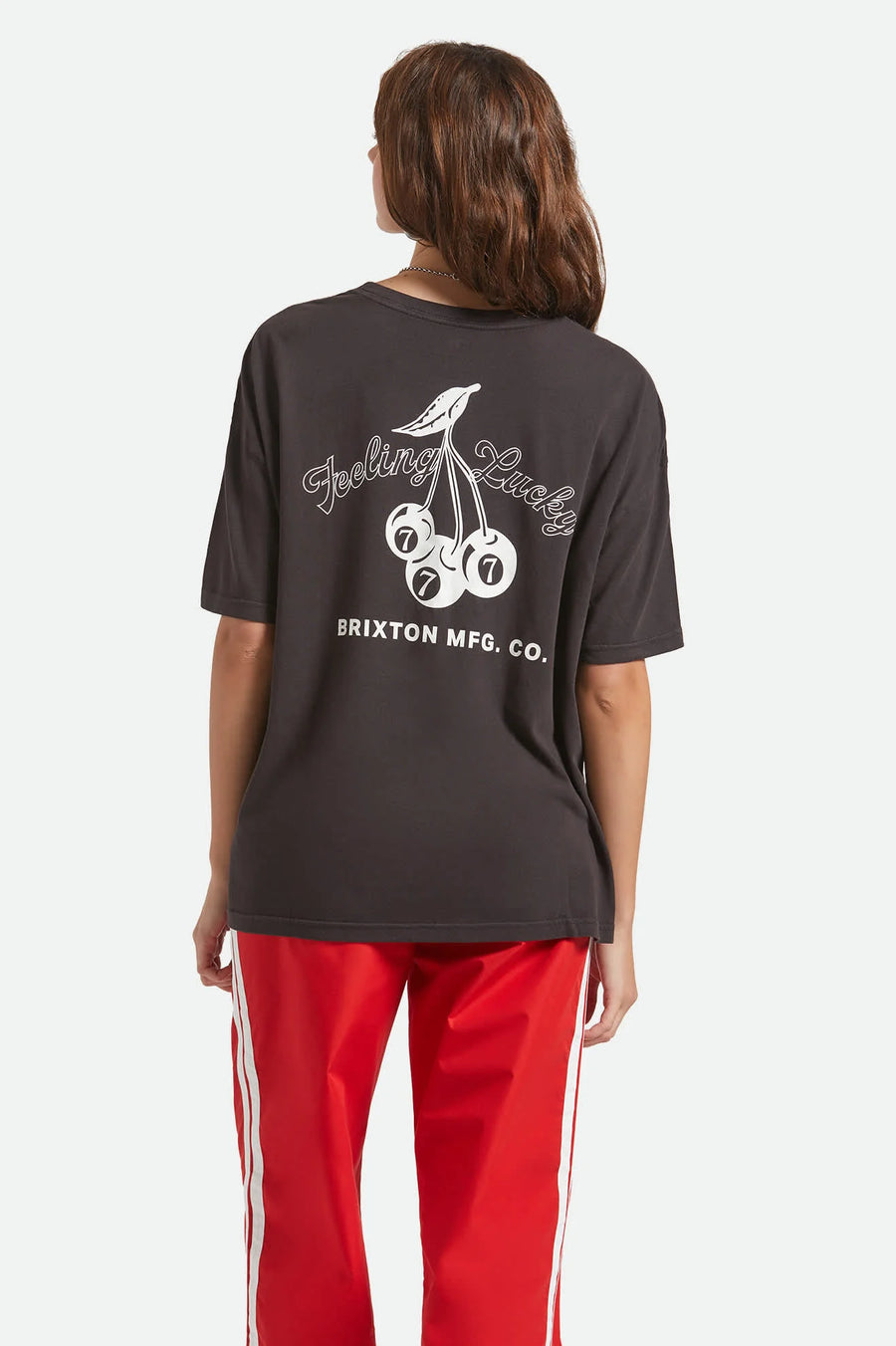 Brixton - Feeling Lucky Oversized Boyfriend Tee in Black