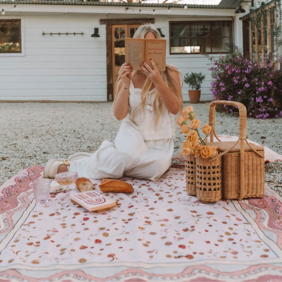 Wandering Folk - Dahlia Picnic Rug in Rose