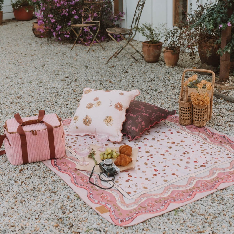 Wandering Folk - Dahlia Picnic Rug in Rose