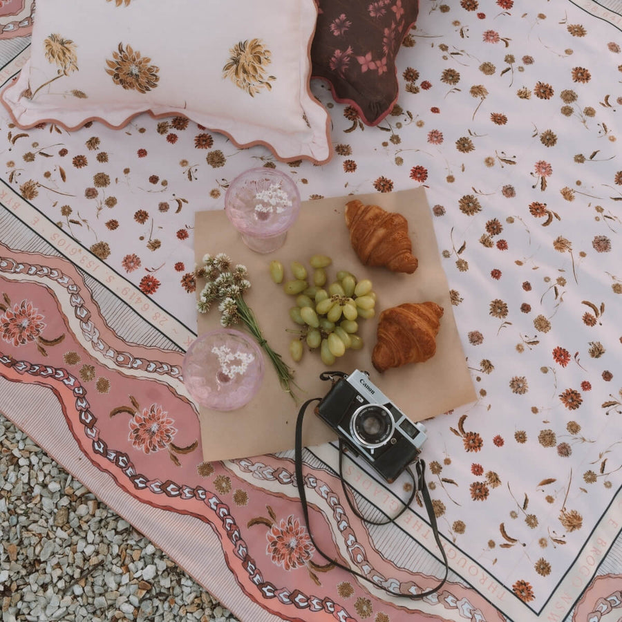 Wandering Folk - Dahlia Picnic Rug in Rose