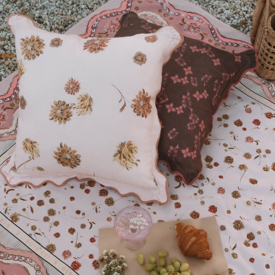 Wandering Folk - Dahlia Cushion Cover in Rose (Medium)