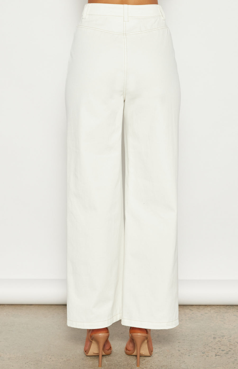 W&C - Cotton Wide Leg Pant with Contrast Stitching