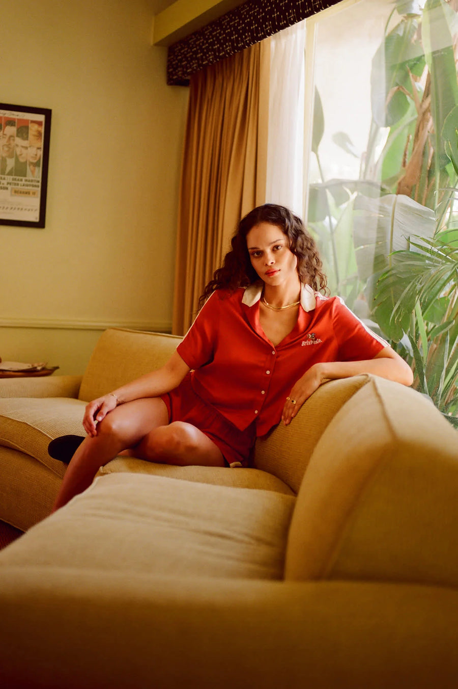 Brixton - Silky S/S Bowling Button Down Shirt in Burnt Brick