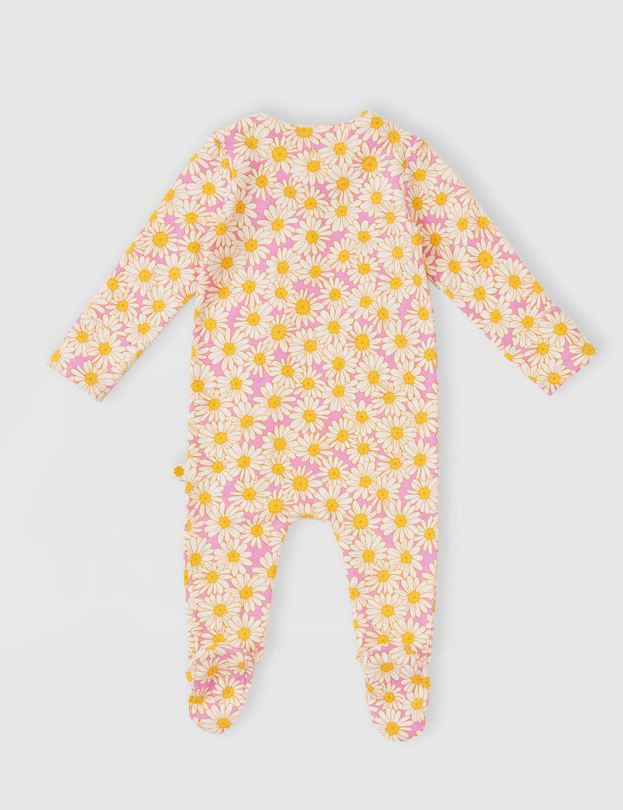 GOLDIE + ACE - Daisy Meadow Footed Zipsuit in Fairy Floss