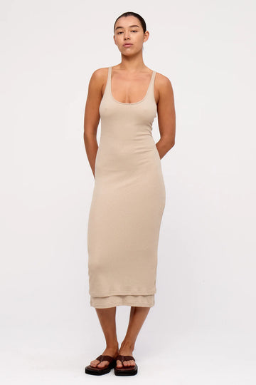 ZULU & ZEPHYR - Rib Hemp Jersey Midi Dress in Husk