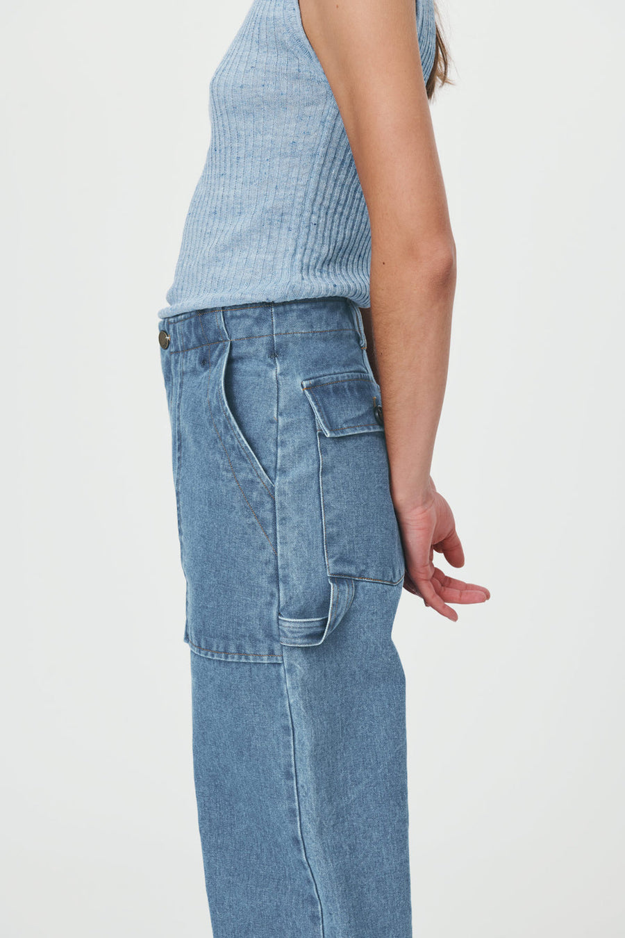 Rowie - Elan Organic Carpenter Jean in Faded Denim