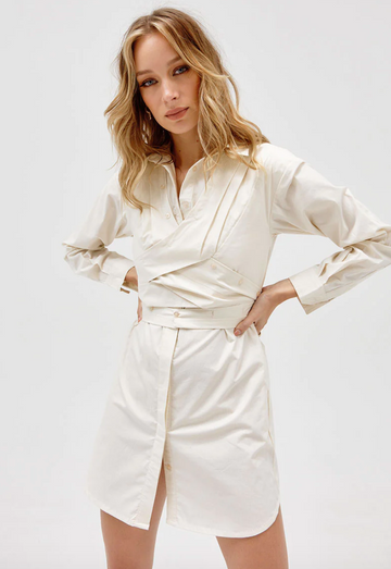 Sovere - Dixie Wrap Shirt Dress in Sand