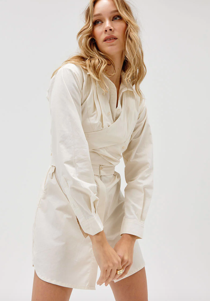 Sovere - Dixie Wrap Shirt Dress in Sand